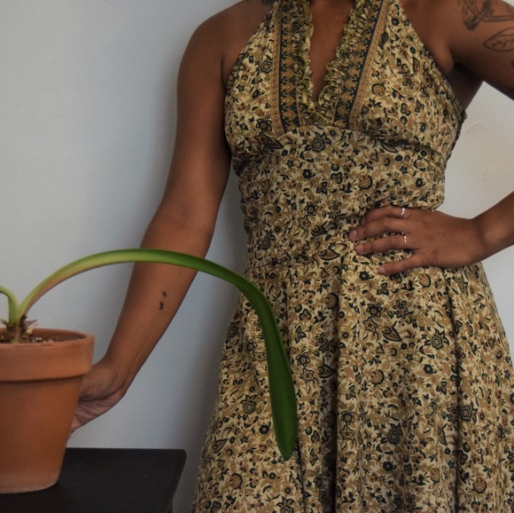 Floral Indian Silk Halter Dress - Picture 1 of 2
